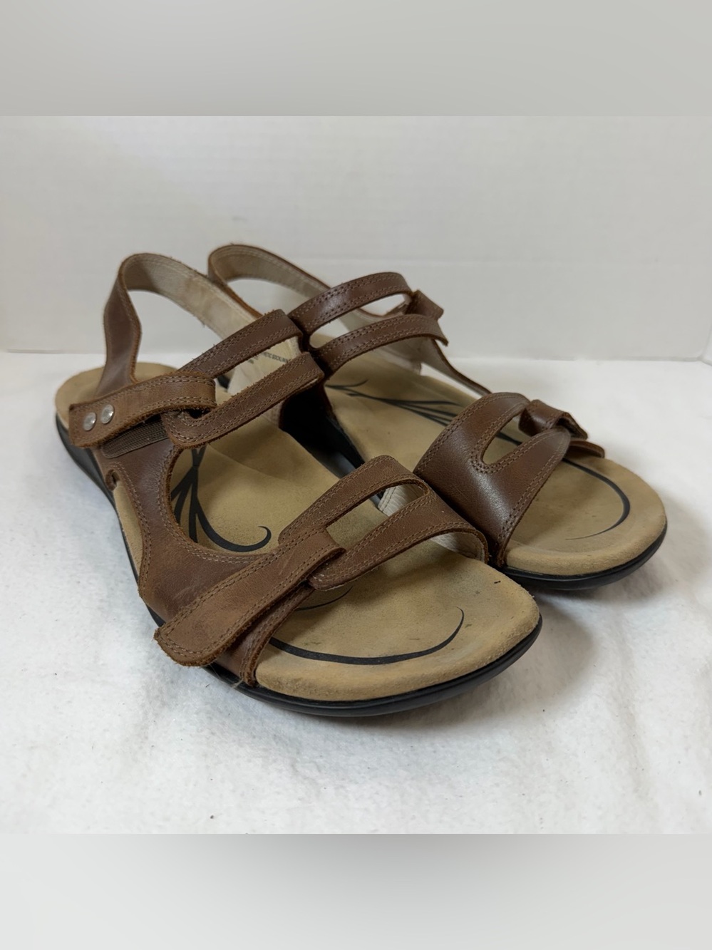 Abeo Bio System Crescent Brown Leather Sandal WN 9 Comfort Strappy Adjustable